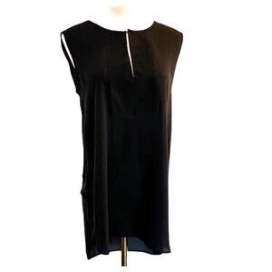 NWT J. Crew Sleeveless Top Blouse Black Chiffon Front Keyhole Slit 6" Lined 2 T